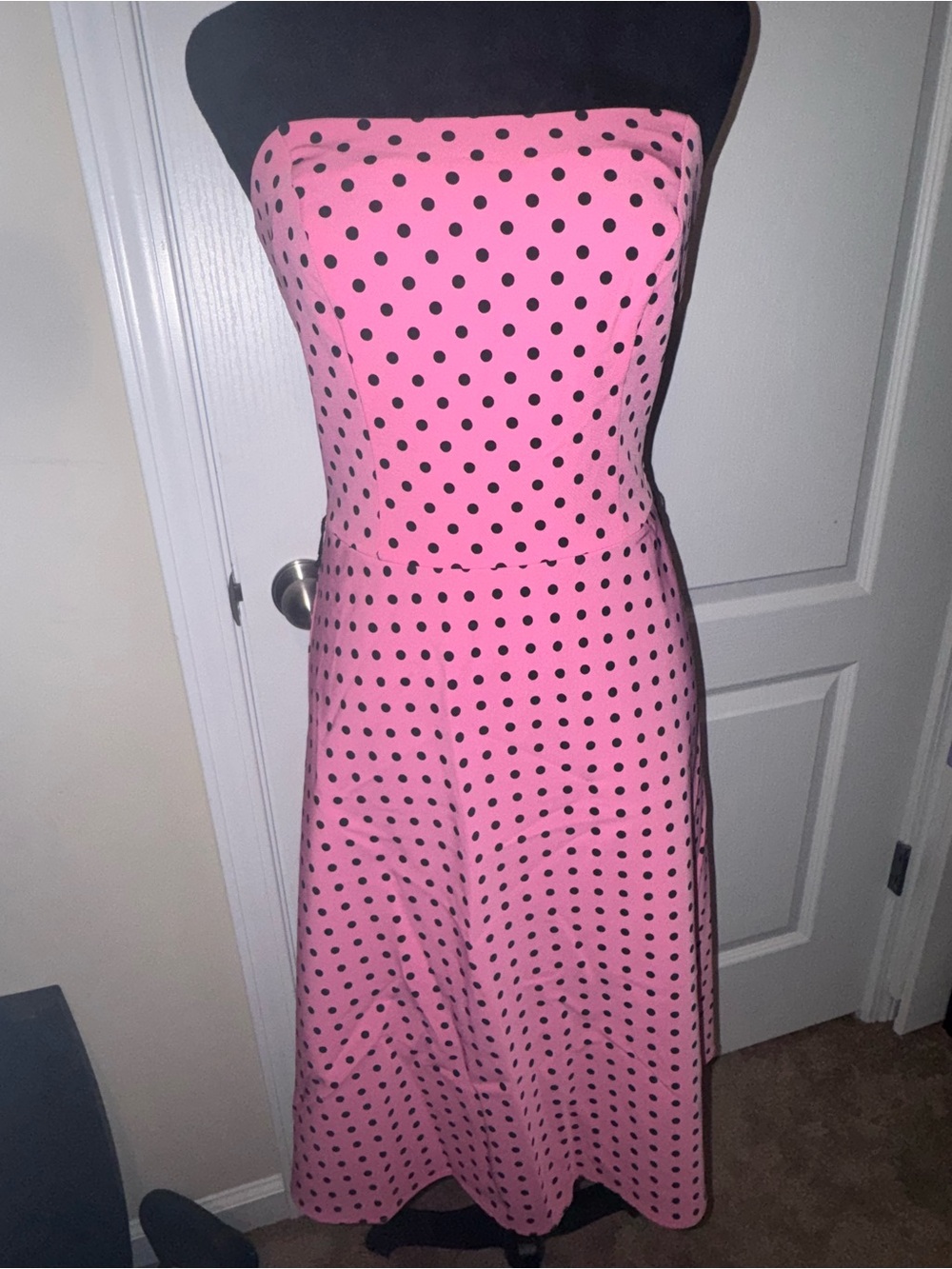 Vintage dELiA*s Pink with Black Polka Dot Strapless Skirt